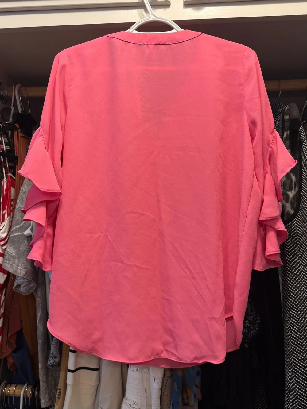 Vince Camuto Pink Pink Ruffle-Sleeve Blouse